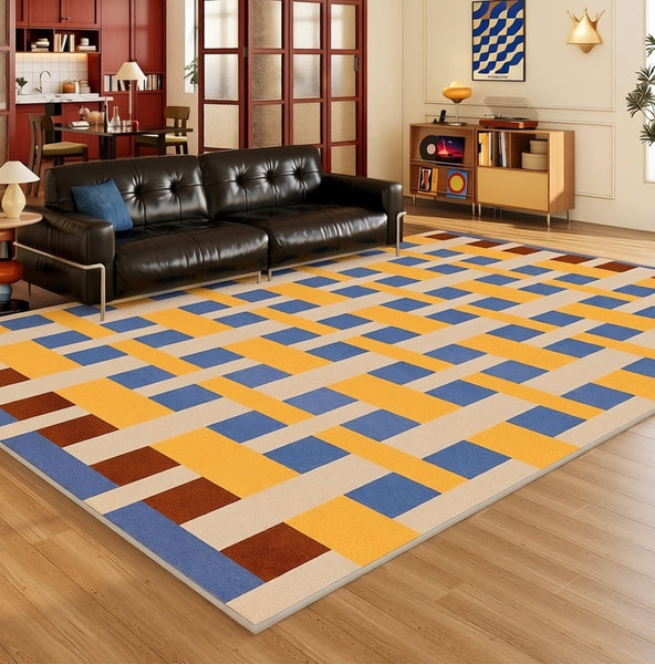 Abstract Area Rugs for Living Room, Contemporary Modern Rugs Next to Bed, Geometric Modern Rugs under Dining Room Table, Modern Carpets for Office-HomePaintingDecor
