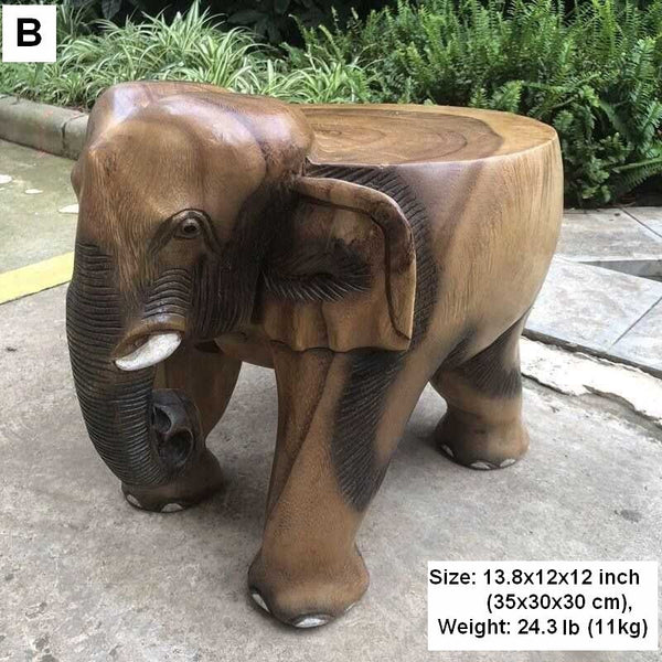 Elephant Wooden Stool, Elephant Sofa Stool, Dining Table Stool, Handmade Solid Wood low Stool, Creative Shoe-changing Stool-HomePaintingDecor
