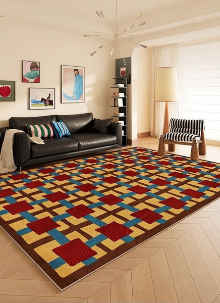 Geometric Contemporary Rugs, Modern Living Room Rug Ideas, Mid Century Modern Rugs, Contemporary Abstract Rugs for Dining Room-HomePaintingDecor