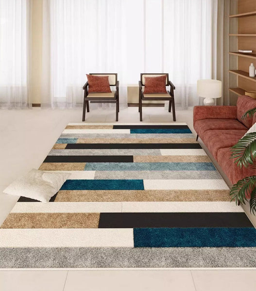 Modern Carpets for Kitchen, Geometric Contemporary Modern Rugs Next to Bed, Modern Rugs under Dining Room Table, Abstract Area Rugs for Living Room-HomePaintingDecor