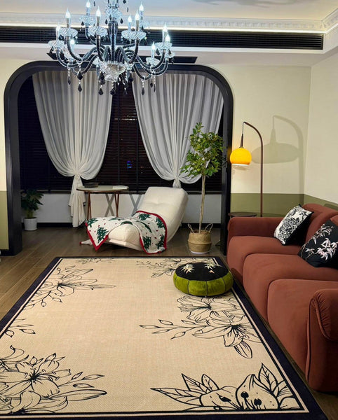 Geometric Contemporary Rugs Next to Bed, Modern Rugs for Dining Room, Contemporary Modern Rugs, Mid Century Area Rugs for Living Room-HomePaintingDecor