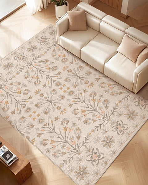 Modern Rugs for Living Room, Flower Pattern Modern Rugs for Farmhouse, Bedroom Modern Rugs, Modern Rugs for Dining Room-HomePaintingDecor