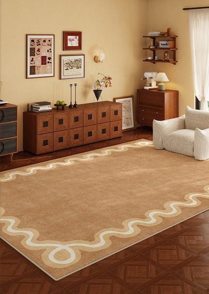 Dining Room Geometric Modern Rugs, Large Modern Rugs for Living Room, Bedroom Modern Rugs, Cream Color Contemporary Modern Rugs-HomePaintingDecor