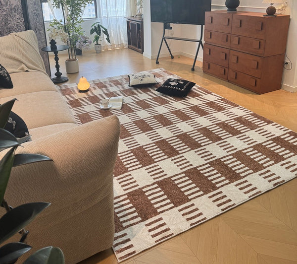 Modern Rugs under Dining Room Table, Mid Century Geometric Carpets, Abstract Modern Rugs for Living Room, Contemporary Modern Rugs Next to Bed-HomePaintingDecor