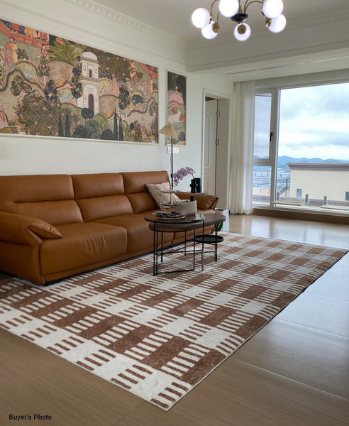 Modern Rugs under Dining Room Table, Mid Century Geometric Carpets, Abstract Modern Rugs for Living Room, Contemporary Modern Rugs Next to Bed-HomePaintingDecor
