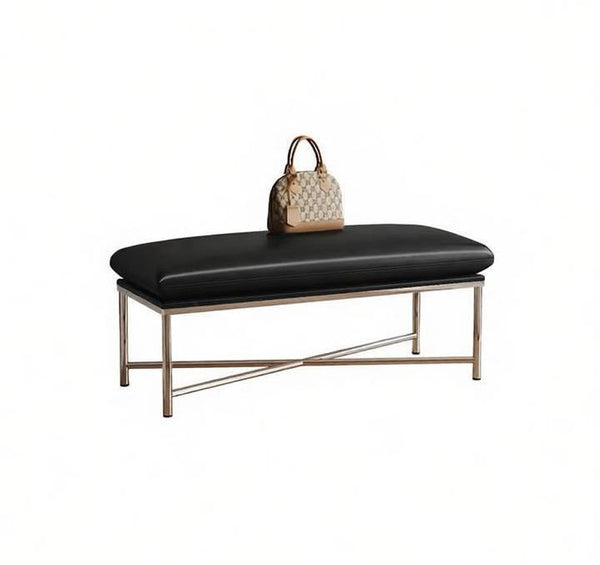 Modern Shoe Changing Ottoman, Upholstered Shoe Bench, Contemporay Bedroom Bench, Narrow Entryway Bench, Mid-Century Hall Bench, Luxury Genuine Leather Entry Bench-HomePaintingDecor