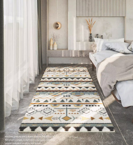 Simple Geometric Runner Rugs for Hallway, Contemporary Runner Rugs Next to Bed, Modern Runner Rugs for Entryway, Modern Rugs for Dining Room-HomePaintingDecor