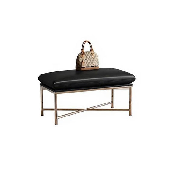 Modern Shoe Changing Ottoman, Upholstered Shoe Bench, Contemporay Bedroom Bench, Narrow Entryway Bench, Mid-Century Hall Bench, Luxury Genuine Leather Entry Bench-HomePaintingDecor