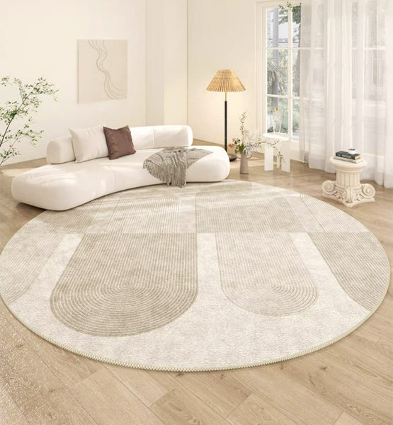 Contemporary Area Rugs, Abstract Modern Area Rugs under Coffee Table, Round Area Rugs, Modern Rugs in Bedroom, Dining Room Area Rug-HomePaintingDecor