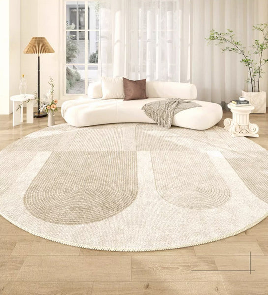 Contemporary Area Rugs, Abstract Modern Area Rugs under Coffee Table, Round Area Rugs, Modern Rugs in Bedroom, Dining Room Area Rug-HomePaintingDecor