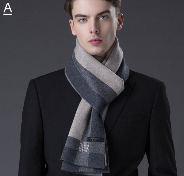 Wool Scarf for Gentleman, Thick Wool Scarf, Men's Winter Scarf, Men's Wool Scarf Winter, Fashion Scarf, Formal Men Scarf Styles, Business Casual Scarf Men-HomePaintingDecor