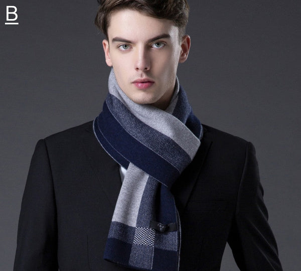 Wool Scarf for Gentleman, Thick Wool Scarf, Men's Winter Scarf, Men's Wool Scarf Winter, Fashion Scarf, Formal Men Scarf Styles, Business Casual Scarf Men-HomePaintingDecor