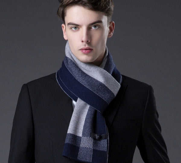 Men's Wool Scarf Winter, Wool Scarf for Gentleman, Thick Wool Scarf, Men's Winter Scarf, Fashion Scarf, Formal Men Scarf Styles, Business Casual Scarf Men-HomePaintingDecor