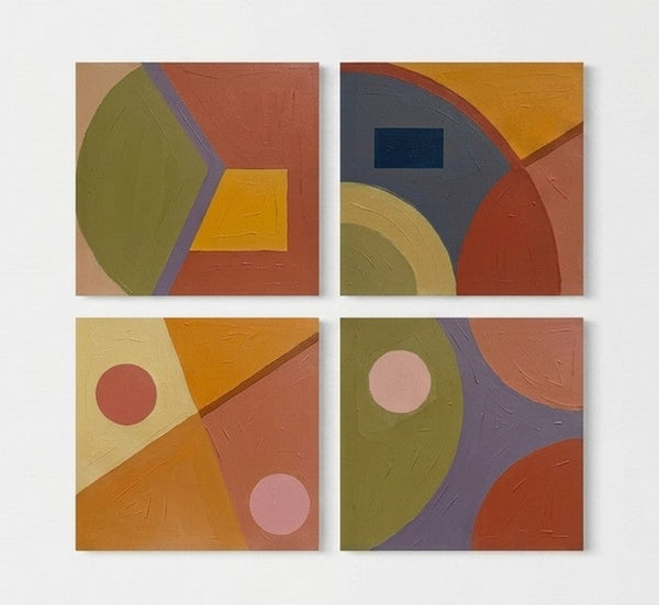 Modern Paintings for Mid Century Living Room, Multi Panel Canvas Paintings, Abstract Geometric Art-HomePaintingDecor