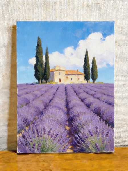 Hand Painted Canvas Art, Lavender Fields of Provence, Original Landscape Paintings, Small Canvas Wall Art Paintings, Buy Original Oil Paintings Online-HomePaintingDecor