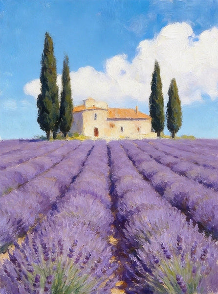 Hand Painted Canvas Art, Lavender Fields of Provence, Original Landscape Paintings, Small Canvas Wall Art Paintings, Buy Original Oil Paintings Online-HomePaintingDecor