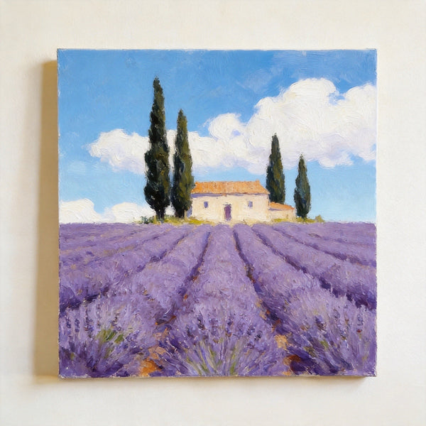 Small Canvas Artwork,Provence Afternoon in Purple Hues, Lavender Field Painting, Buy Small Artwork Online, Hand Painted Canvas Art, Original Landscape Paintings-HomePaintingDecor