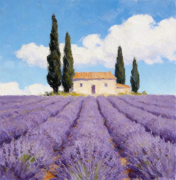 Small Canvas Artwork,Provence Afternoon in Purple Hues, Lavender Field Painting, Buy Small Artwork Online, Hand Painted Canvas Art, Original Landscape Paintings-HomePaintingDecor