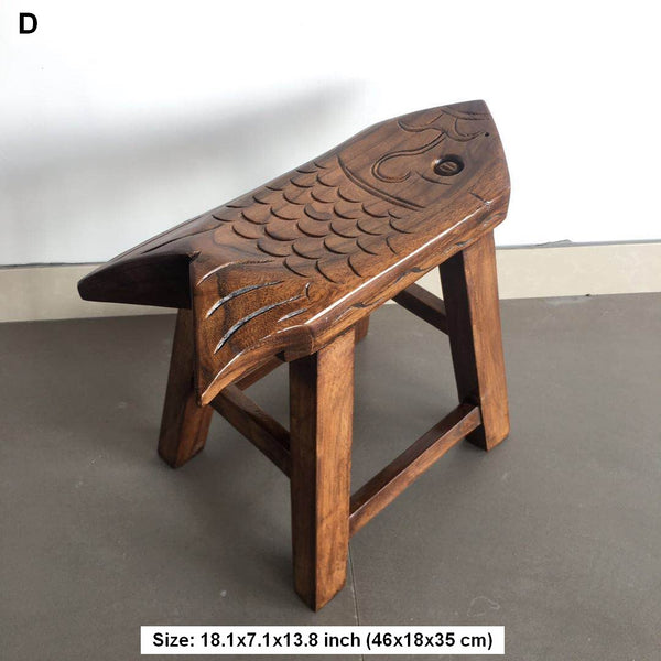Handmade Solid Wood low Stool, Creative Shoe-changing Stool, Vintage Old Elm Wood Stool, Children's Wooden Stool, Sofa Stool, Dining Table Stool-HomePaintingDecor