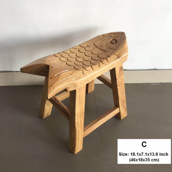 Handmade Solid Wood low Stool, Creative Shoe-changing Stool, Old Elm Wood Stool, Children's Wooden Stool, Sofa Stool, Dining Table Stool-HomePaintingDecor