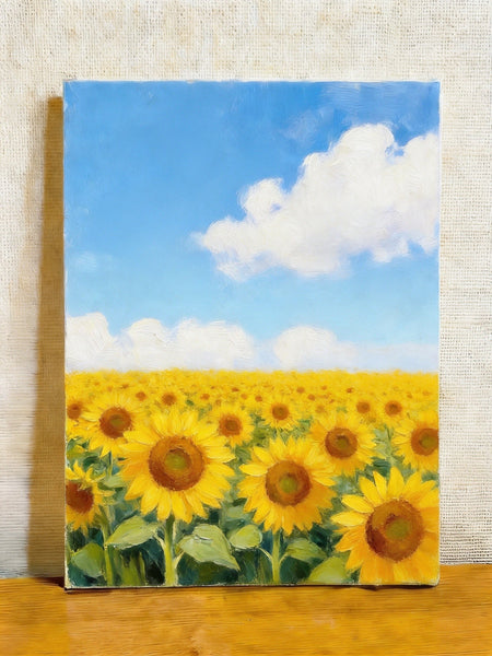 Small Canvas Wall Art Paintings, Original Landscape Paintings, Sunflower Field Painting, Buy Original Art Online, Hand Painted Canvas Artwork-HomePaintingDecor