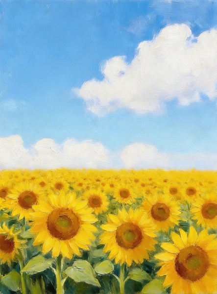 Small Canvas Wall Art Paintings, Original Landscape Paintings, Sunflower Field Painting, Buy Original Art Online, Hand Painted Canvas Artwork-HomePaintingDecor