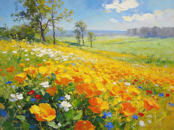 Small Paintings on Canvas, Spring Blooms in the Valley, Heavy Texture Paintings, Hand Painted Canvas Art, Original Small Landscape Paintings, Small Oil Paintings on Canvas-HomePaintingDecor