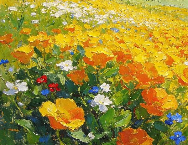 Small Paintings on Canvas, Spring Blooms in the Valley, Heavy Texture Paintings, Hand Painted Canvas Art, Original Small Landscape Paintings, Small Oil Paintings on Canvas-HomePaintingDecor