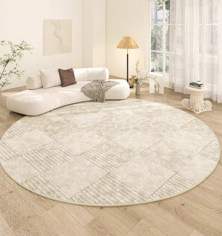 Living Room Contemporary Modern Rugs, Geometric Circular Rugs for Dining Room, Modern Rugs under Coffee Table, Abstract Modern Round Rugs for Bedroom-HomePaintingDecor