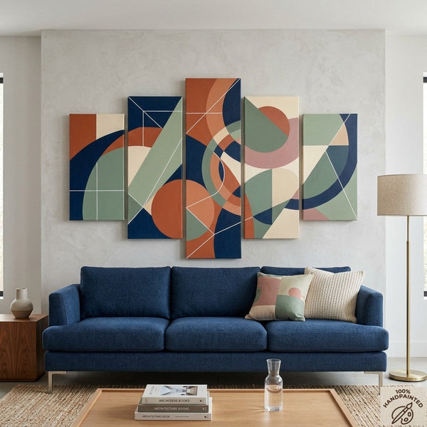 Hand Painted Acrylic Art, Contemporary Canvas Paintings, Colorful Abstract Paintings, Geometric Modern Art-HomePaintingDecor