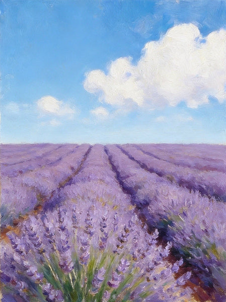 Sunny Lavender Farm View, Small Canvas Wall Art Paintings, Original Landscape Paintings, Buy Original Oil Paintings Online, Hand Painted Canvas Art