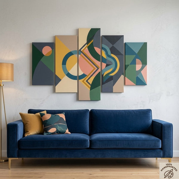 Extra Large Abstract Paintings, Geometric Modern Art, Hand Painted Acrylic Art, Contemporary Canvas Paintings-HomePaintingDecor