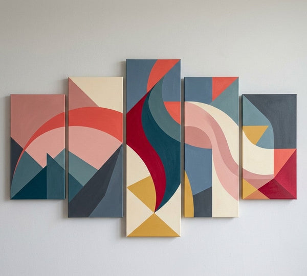 Acrylic Abstract Paintings, Geometric Modern Art, Hand Painted Canvas Art, Contemporary Canvas Paintings-HomePaintingDecor