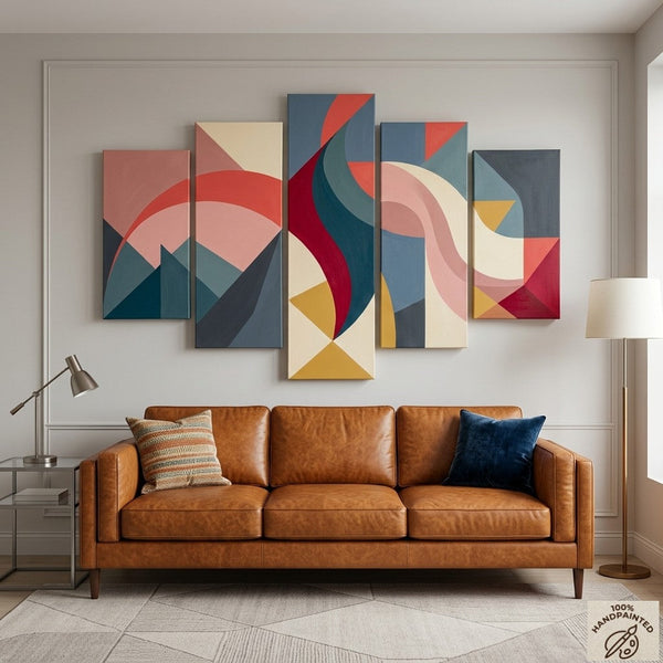 Acrylic Abstract Paintings, Geometric Modern Art, Hand Painted Canvas Art, Contemporary Canvas Paintings-HomePaintingDecor