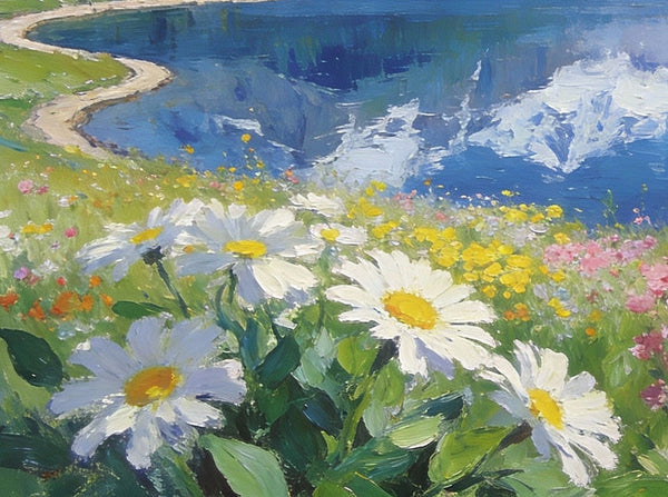 Snow-Capped Peaks Reflected in the Lake, Hand Painted Canvas Art, Small Oil Paintings on Canvas, Small Original Oil Paintings, Small Landscape Paintings-HomePaintingDecor