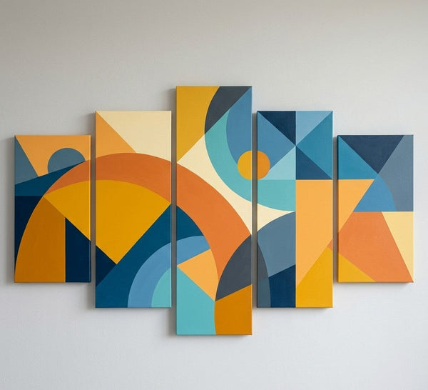 Oversized Yellow Abstract Paintings, Geometric Modern Art for Living Room, Contemporary Canvas Paintings-HomePaintingDecor