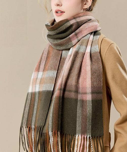 Warm Winter Scarf, Cold Weather Scarf, Soft Cashmere Scarf for Women, Checked Scarf Winter Wool Scarf, Elegant Wool Scarves, Holiday Scarf, Fashion Scarf, Christmas Gifts for Her-HomePaintingDecor