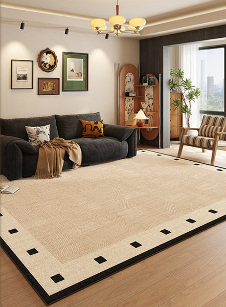 Mid Century Modern Rugs Next to Bed, Modern Rugs for Dining Room, Contemporary Rugs for Bedroom, Cream Modern Carpets for Living Room-HomePaintingDecor