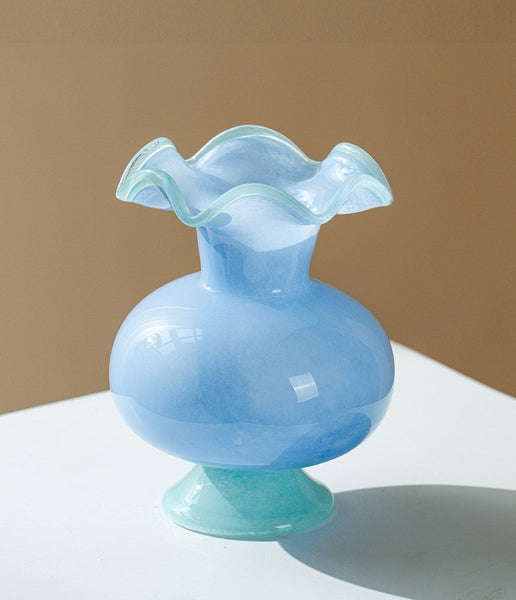 Unique Modern Glass Vase, Contemporary Vase for Modern Home Decor, Modern Glass Flower Vases, Handmade Liuli Vases, Centerpiece Vases on Table-HomePaintingDecor