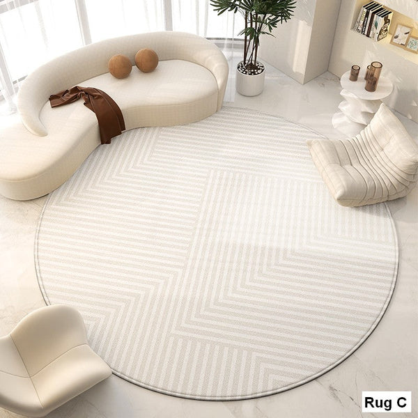 Living Room Contemporary Modern Rugs, Modern Area Rugs for Bedroom, Geometric Round Rugs for Dining Room, Circular Modern Rugs under Chairs-HomePaintingDecor