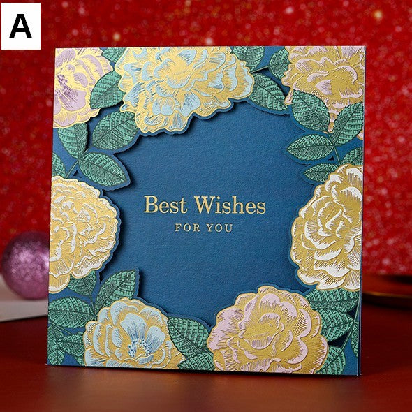 Blue Flower Greeting Cards, Beautiful Greeting Cards to Friends, Creative Birthday Greeting Card, Original Handmade Greeting Cards-HomePaintingDecor