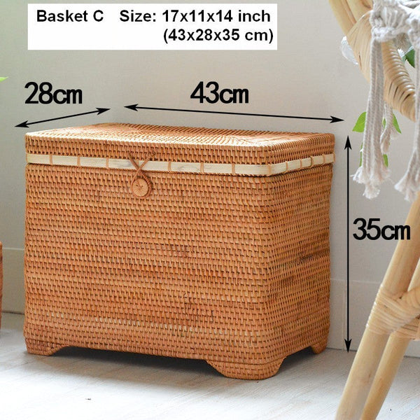 Storage Baskets for Bedroom, Large Laundry Storage Basket for Clothes, Rectangular Storage Basket, Rattan Baskets, Storage Baskets for Shelves-HomePaintingDecor
