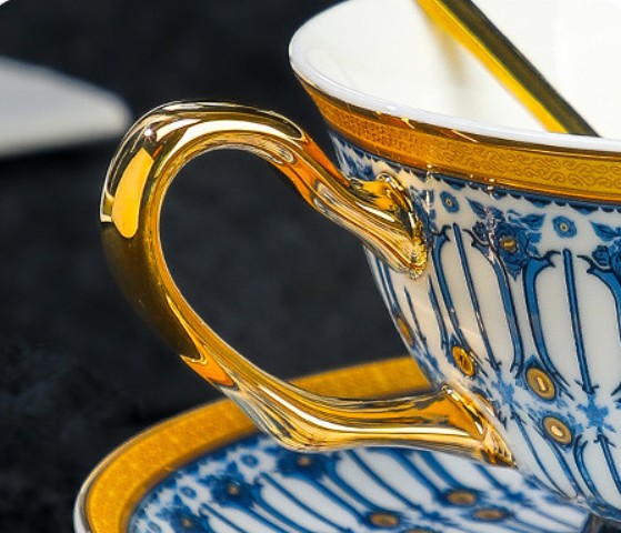 Porcelain Coffee Cup with Saucer, British Royal Tea Cup and Saucer Set in Gift Box, Ceramic Tea Cup and Saucer Set, Porcelain Tea Cup and Saucer Set-HomePaintingDecor