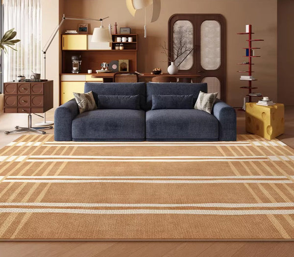 Geometric Modern Rugs for Dining Room, Large Modern Rugs for Living Room, Bedroom Modern Rugs, Cream Color Contemporary Modern Rugs-HomePaintingDecor