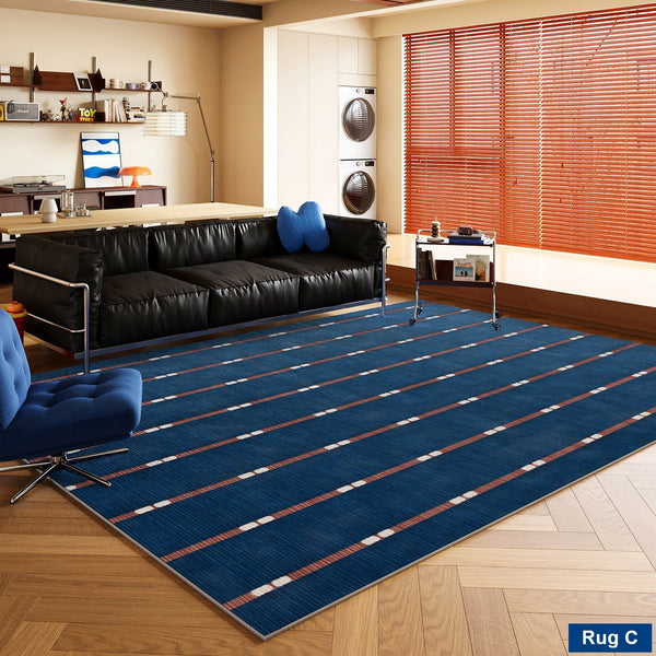 Mid Century Area Rugs, Contemporary Modern Living Room Rug Ideas, Blue Modern Rugs for Dining Room, Bedroom Modern Floor Carpet-HomePaintingDecor