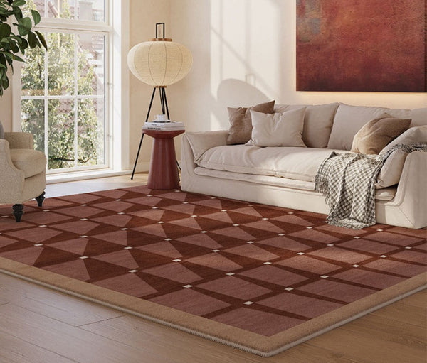 Modern Living Room Rug Ideas, Modern Rugs for Dining Room, Mid Century Modern Rugs Next to Bed, Thick Contemporary Rugs for Bedroom-HomePaintingDecor