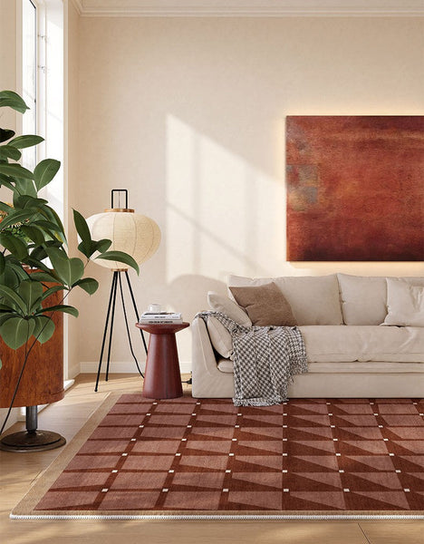Modern Living Room Rug Ideas, Modern Rugs for Dining Room, Mid Century Modern Rugs Next to Bed, Thick Contemporary Rugs for Bedroom-HomePaintingDecor