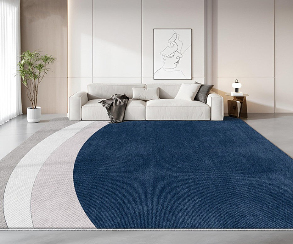 Abstract Blue Contemporary Modern Rugs, Artistic Fluid Painting Style, Soft Plush Home Decor Carpet Runner