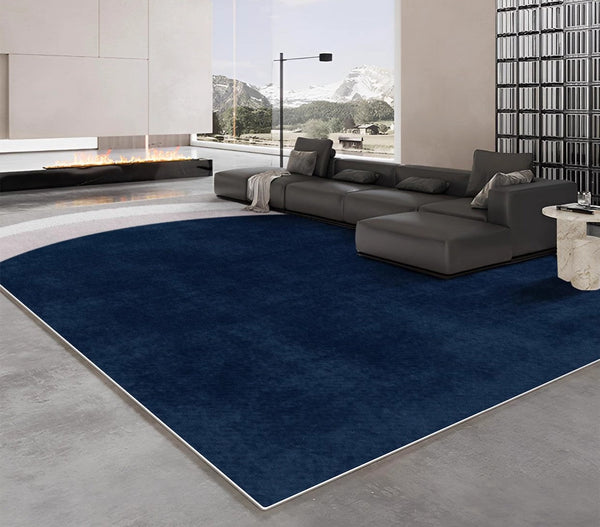 Large Modern Living Room Rugs, Geometric Modern Area Rugs, Abstract Blue Contemporary Modern Rugs in Bedroom, Dining Room Floor Carpets-HomePaintingDecor