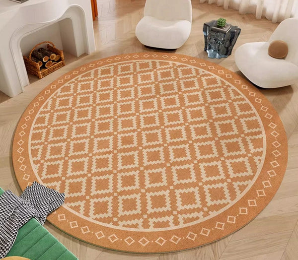 Abstract Modern Area Rugs for Bedroom, Contemporary Modern Rug for Living Room, Geometric Round Rugs for Dining Room, Circular Modern Rugs under Chairs